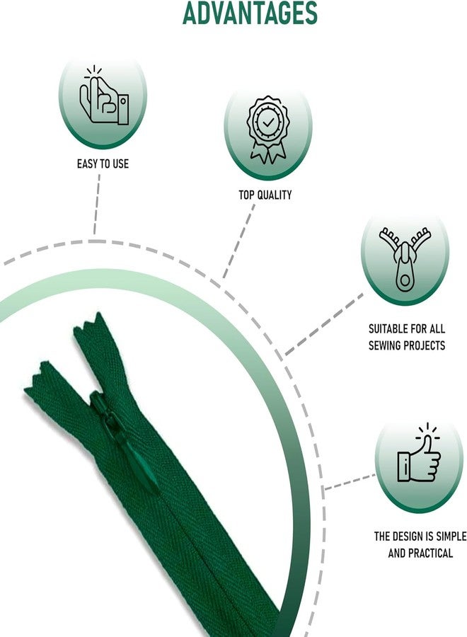 GEMSY سحابات نايلون غير مرئية من Gemsy - عبوة كبيرة من 10 ألوان متعددة للخياطة والتطريز وصناعة الملابس والحقائب والمنسوجات المنزلية - ملحقات حرفية للخياطين والحرفيين (16 بوصة) - Image 5